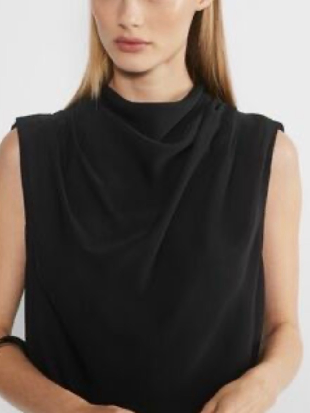 Babaton Black Draped Sleeveless Blouse